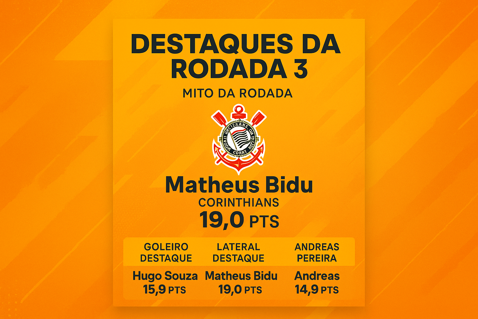 Maiores pontuadores e destaques da rodada 3 do Cartola FC 2026